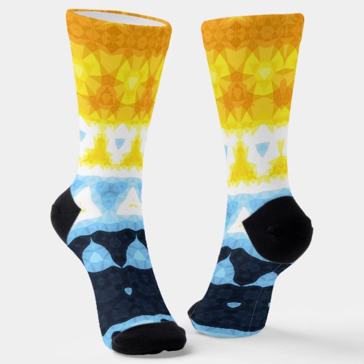 Boho Groovy Geometric Abstrakt AroAce Pride Flag Socken (Gewinkelt)