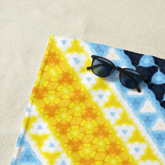 Boho Groovy Geometric Abstrakt AroAce Pride Flag Strandtuch (Beispiel)