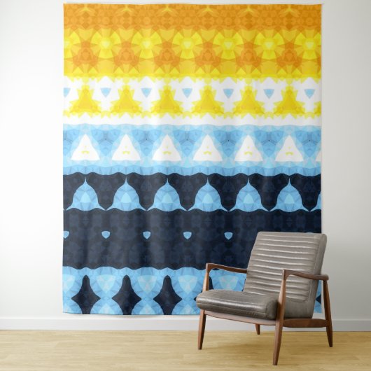 Boho Groovy Geometric Abstrakt AroAce Pride Flag Wandteppich (Beispiel)