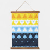 Boho Groovy Geometric Abstrakt AroAce Pride Flag Wandteppich Mit Holzrahmen (Vorderseite)