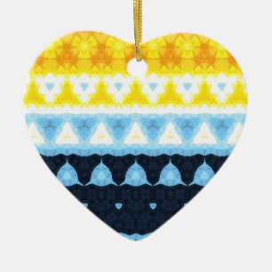 Boho Groovy Geometrische Abstrakte AroAce Pride-Fl Keramik Ornament