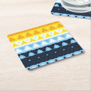 Boho Groovy Geometrische Abstrakte AroAce Pride-Fl Rechteckiger Pappuntersetzer