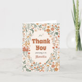 Boho Groovy Meadow Wildblume Babydusche Dankeskarte (Vorderseite)