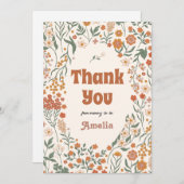 Boho Groovy Meadow Wildblume Babydusche Dankeskarte (Vorne/Hinten)