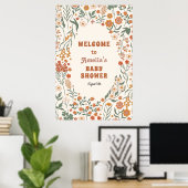 Boho Groovy Meadow Wildblume Babydusche Willkommen Poster (Heimbüro)