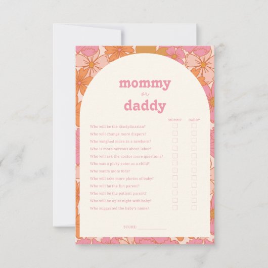 Boho Groovy Mommy oder Daddy Baby Showgame Card RSVP Karte (Vorderseite)
