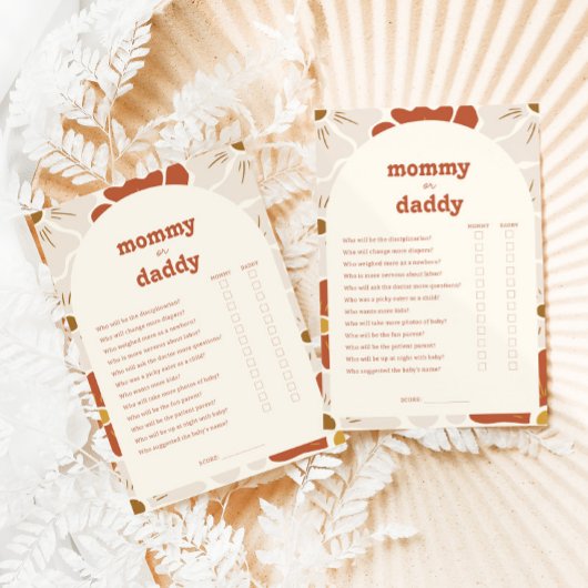 Boho Groovy Mommy oder Daddy Baby Showgame Card RSVP Karte