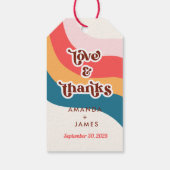 Boho Groovy Retro 70er Wedding Liebe & Danke Geschenkanhänger (Rückseite)