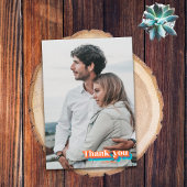 Boho Groovy Retro Aquamarin Blue Orange Typografie Dankeskarte