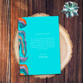 Boho Groovy Retro Aquamarin Blue Orange Typografie Dankeskarte