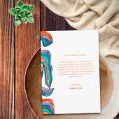 Boho Groovy Retro Blue Orange Typografie Wavy Line Dankeskarte