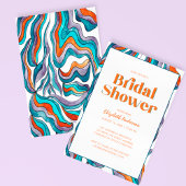 Boho Groovy Retro Typografie Wavy Brautparty Einladung