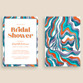 Boho Groovy Retro Typografie Wavy Brautparty Einladung