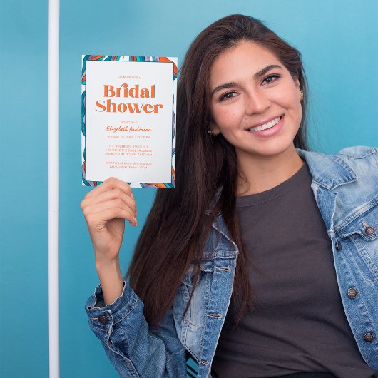 Boho Groovy Retro Typografie Wavy Brautparty Einladung