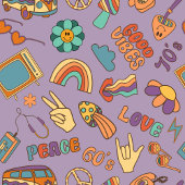 Boho Groovy Vorhang Retro Pastell Bad Vibes