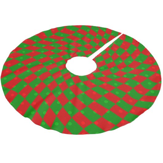 Boho Groovy Weihnachtsschachbrett Wirbel in den 60 Polyester Weihnachtsbaumdecke (Schrägansicht)