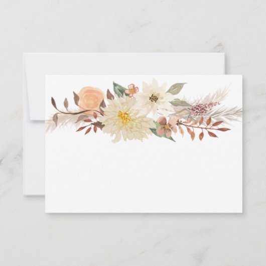 BOHO Große Hochzeit der Blütenblume vom Herbst RSVP Karte (Rückseite)