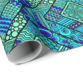 Boho grün-blaues abstraktes Stammes- Muster Geschenkpapier (Rolleneckpunkt)