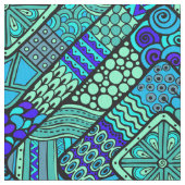 Boho grün-blaues abstraktes Stammes- Muster Stoff (Nahaufnahme)