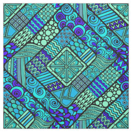 Boho grün-blaues abstraktes Stammes- Muster Stoff