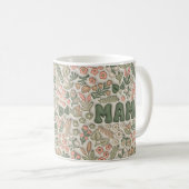 Boho-Grün-Blumenmuster Mama  Kaffeetasse (VorderseiteRechts)