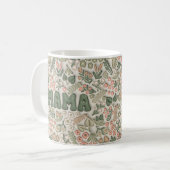 Boho-Grün-Blumenmuster Mama  Kaffeetasse (Vorderseite Links)