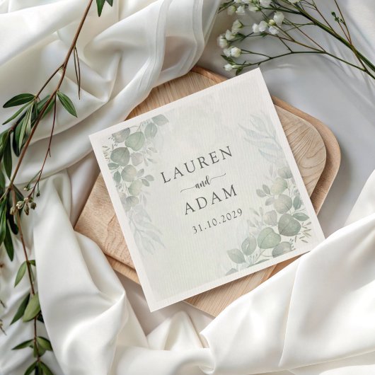 Boho-Grün Eukalyptus Botanical Hochzeit Serviette