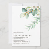 Boho-Grün-Eukalyptus-Hochzeitsprobe-Abendessen Einladung (Vorderseite)