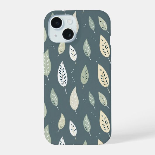 Boho Grün Farb Blätter Nahtloses Muster iPhone 15 Hülle (Rückseite)