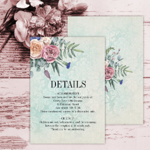 Boho-Grün-Floral-Hochzeitsdetails-Einschlusskarte Begleitkarte