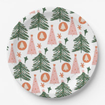 Boho Grün Pink Orange Weihnachtsbäume