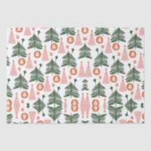 Boho-Grün-Rosa-Orangerustikale Weihnachtsbäume