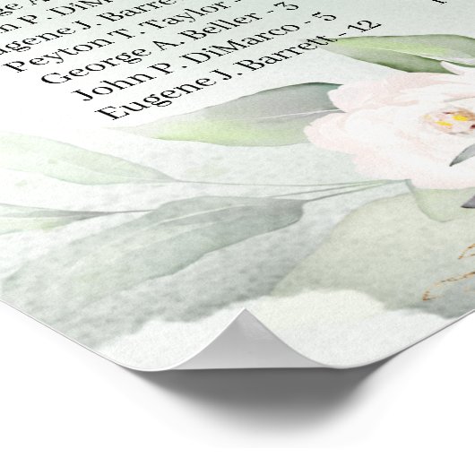 Boho grün und weiße Blume Gold Alphabetisch Poster (Ecke)