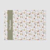 Boho-Grün-Wasserfarbe-Wildblume Seidenpapier (Vorderseite)