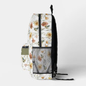 Boho-Grün-Wasserfarbe-Wildblumen-Monogramm Bedruckter Rucksack (Rechts)
