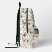 Boho-Grün-Wasserfarbe-Wildblumen-Monogramm Bedruckter Rucksack (Links)