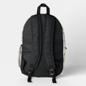 Boho-Grün-Wasserfarbe-Wildblumen-Monogramm Bedruckter Rucksack (Rückseite)