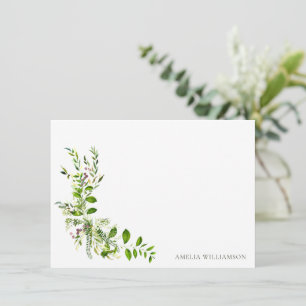 Boho-Grün-Wasserfarben-Blumen-Brautabschiedsparty Dankeskarte