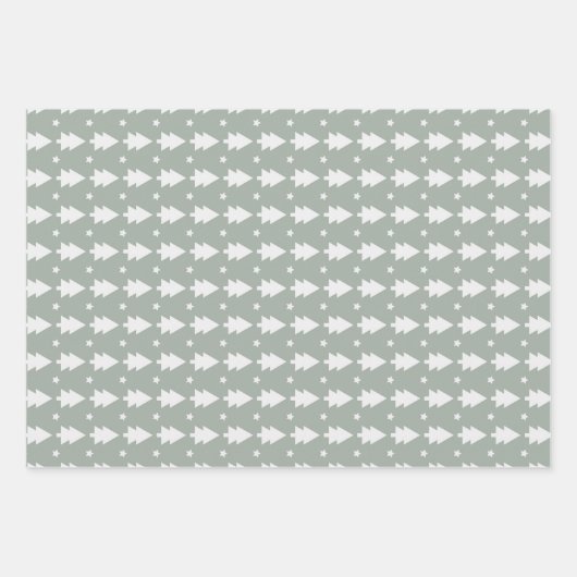 Boho grün Weihnachtsbaum Set von 3 Geschenkpapier Set (Vorderseite 3)