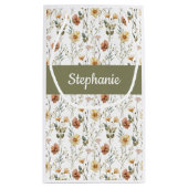 Boho-Grün-Wildblumen-Wasserfarben-Monogramm Kleine Geschenktüte (Rückseite)