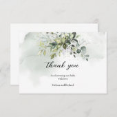 Boho grüne Blattgold Buchstaben Danke Begleitkarte (Vorne/Hinten)