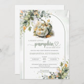 Boho grüne Blattwerk Blätter Zwillinge grüne Kürbi Einladung (Vorne/Hinten)