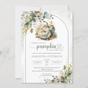 Boho grüne Blattwerk Blätter Zwillinge grüne Kürbi Einladung