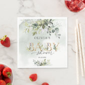 Boho grüne Blattwerk goldene Buchstaben Babydusche Serviette (Beispiel)