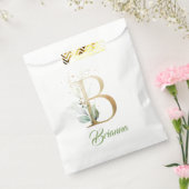 Boho grüne Blattwerk und Goldfolie B Monogramm Geschenktütchen (Versiegelt)