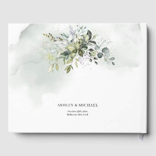 Boho grüne Eukalyptus foliage gold Gästebuch (Rückseite)