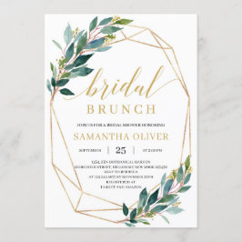 Boho grüne Eukalyptus Goldrahmen Bridal Brunch Einladung