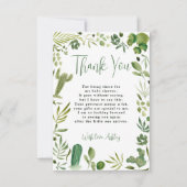 Boho grüne Kaktus geschlechtsneutrale, schicke Bab Dankeskarte (Vorderseite)