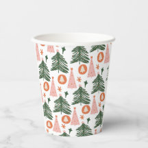 Boho grüne rosa orange Weihnachtsbäume