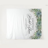 Boho grüne Succulents Goldrahmen Brautparty Wandteppich (Vorderseite (Horizontal))